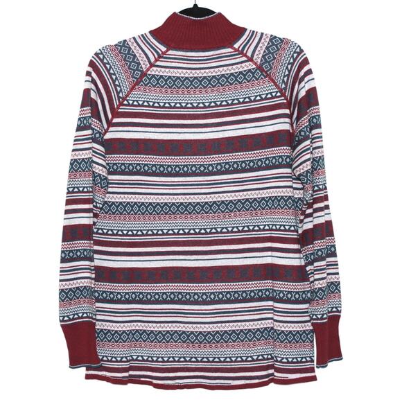 Eddie Bauer Stripped Maroon Quarter Zip Sweater Size Large NWT - Picture 7 of 7